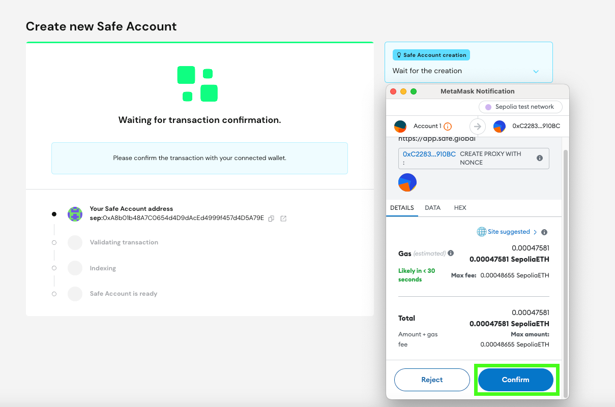Screenshot of Chainlink Staking UI as part of the Safe wallet staking tutorial. 